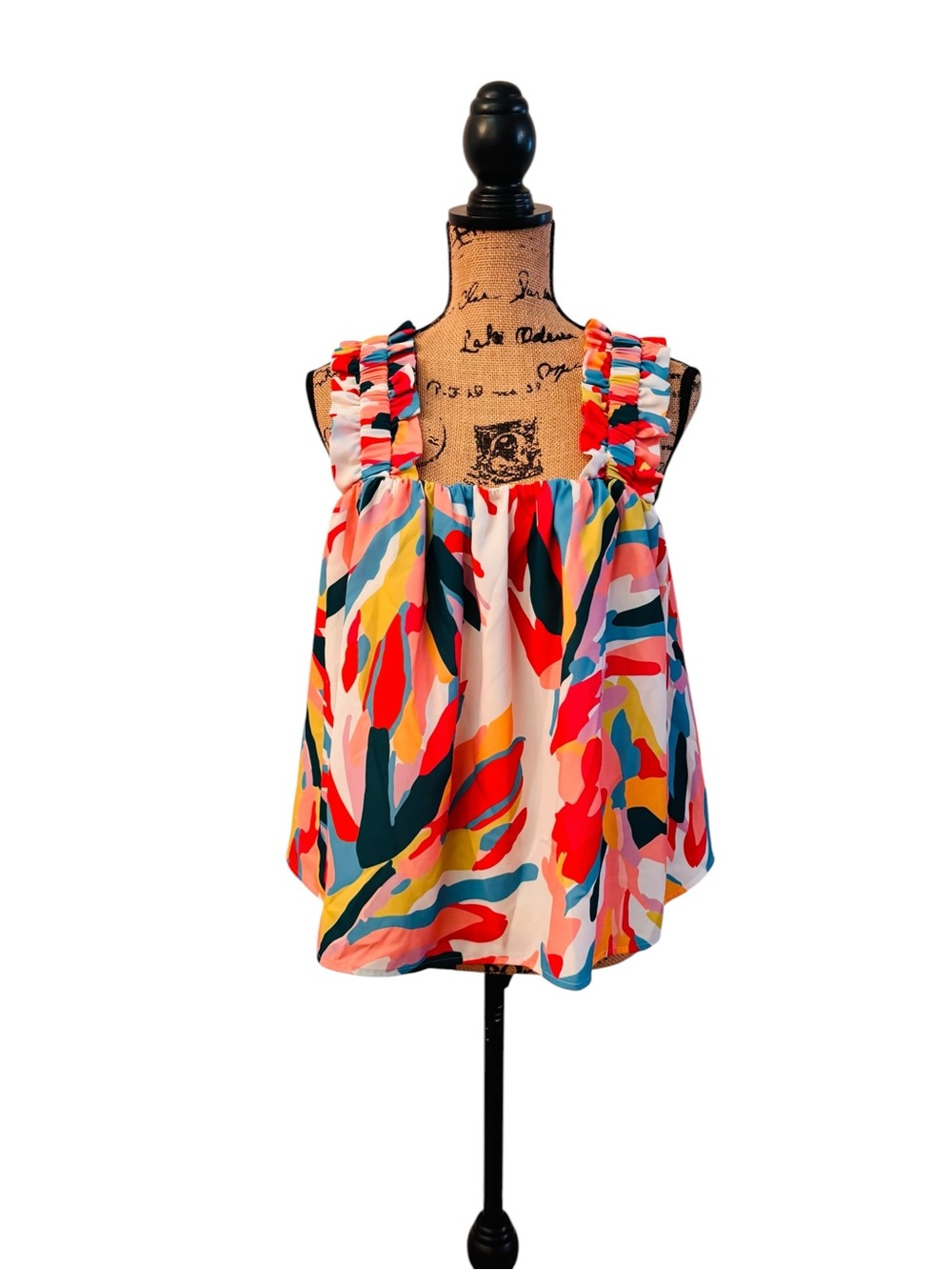 crosby. Bright Multicolor Ruffle-Strap Camisole Large